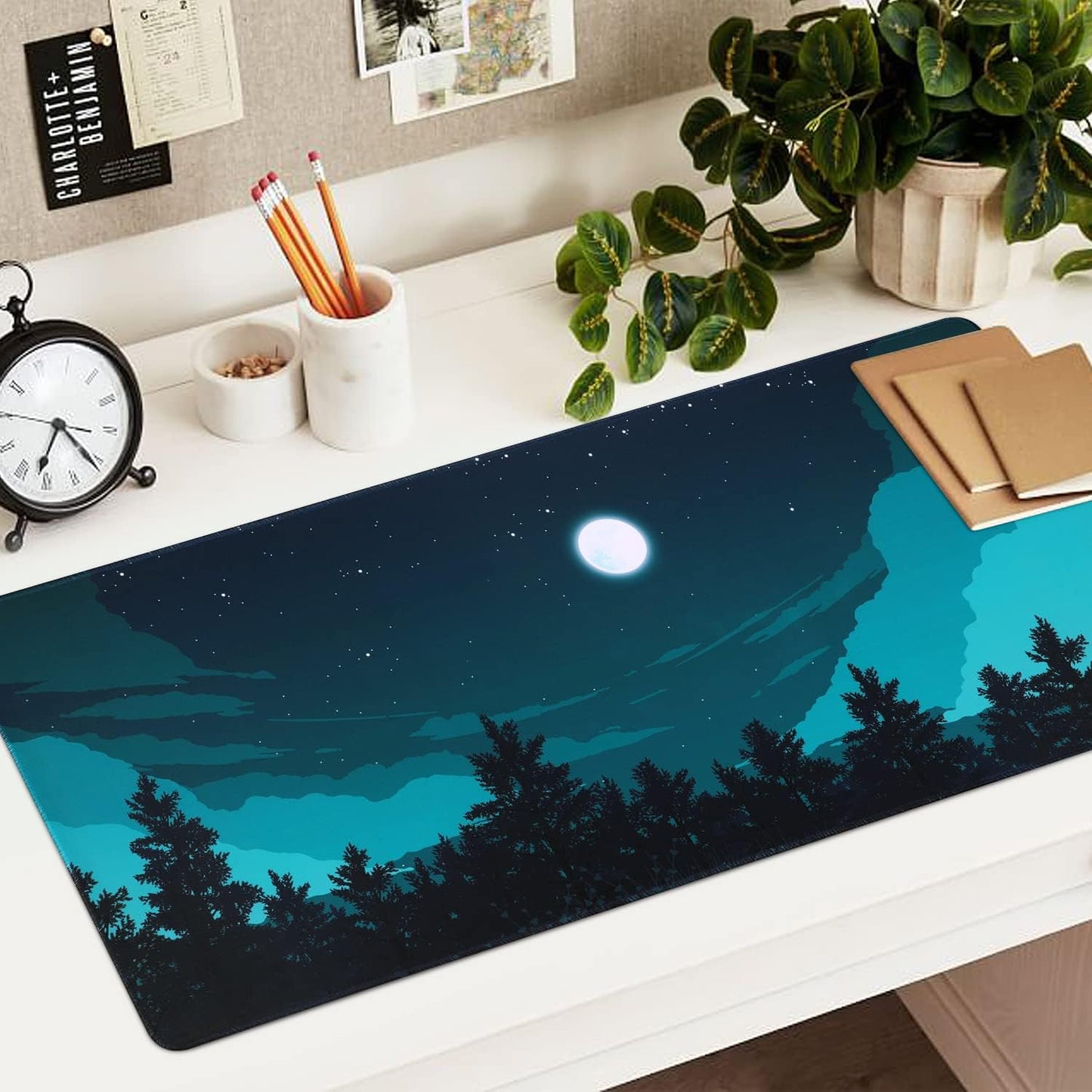iCasso Desk Cover Mat, Office Mouse Pad, Desk Protector Mat, Extra Large Matt for Desktop,Anti-Slip XXL Big Mousepad with Stitched Edges for Computer Keyboard Retro Black - Colors A
