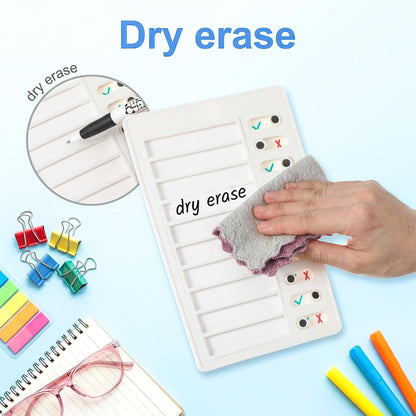 Dry Erase Chore Chart, Standable Whiteboard Checklist Board, ADHD Tools for Kids to Do List Checklist Task Board, Reusable My Chores Checklists Task Boards for Refrigerator, Wall, Desk with 30 Sliders