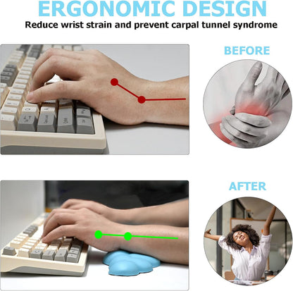 Cloud Wrist Rest Keyboard, PU Leather Memory Foam Wrist Rest for Computer Keyboard, Ergonomic Keyboard Wrist Rest and Cute Mouse Wrist Rest for Gaming,Office,Computer,Typing Pain Relief,Pastel Green