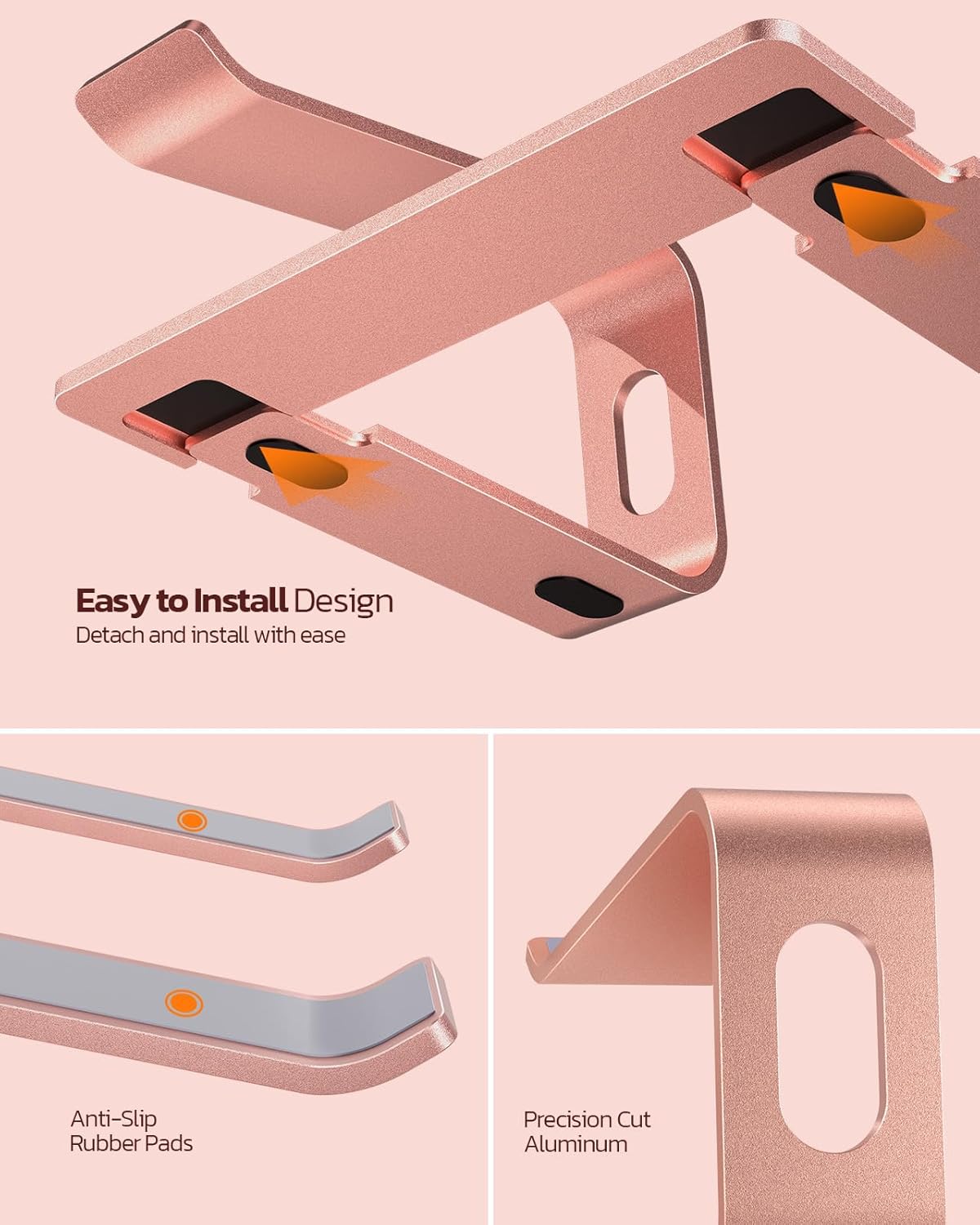 Nulaxy All-Aluminum Laptop Stand for Desk, Ergonomic Detachable Ventilated Cooling Computer Riser, Anti-Slip Design Notebook Holder Compatible with All 10-16" Laptops (MacBook, Dell XPS, HP, Lenovo)