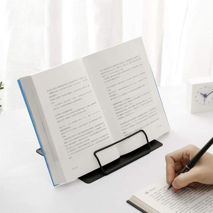 MSDADA Desk Book Stand Metal Reading Rest Book Holder Adjustable Cookbook Documents Holder Bookstands for Recipes Textbook Music Books, the First Day of School Gift for Students, Teachers (Light Blue)
