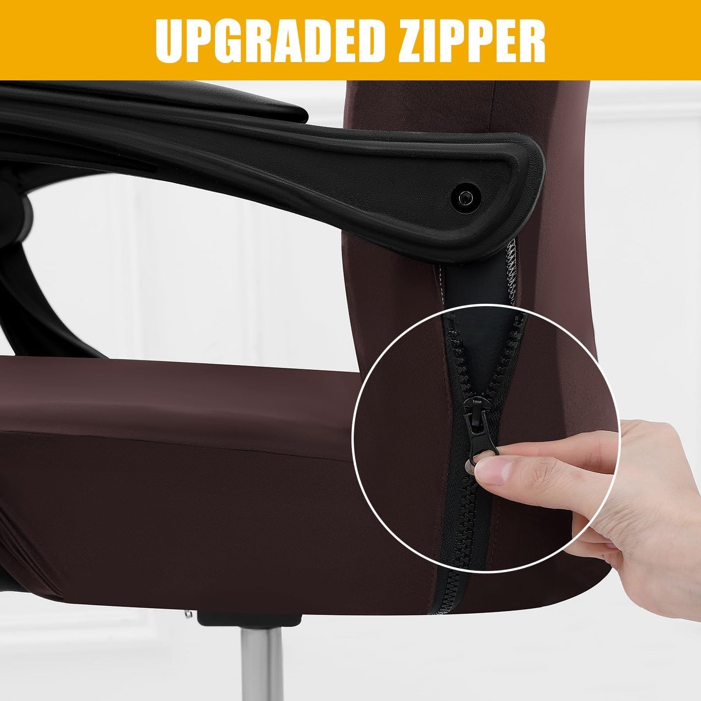 Smiry Stretch Printed Office Chair Armrest Covers, 2 Pcs Soft Fit Removable Washable Computer Desk Chair Arm Covers Protector, Black