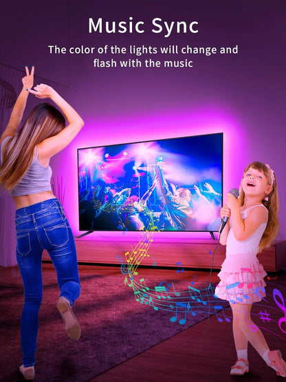 KANTUTOE LED Lights for TV, 16.4ft LED Lights for 45-75 Inch TVs, RGB TV Backlight Behind, Music Sync Bluetooth APP & Remote Control Strip Lights USB Powered for Bedroom, Gaming, Home Décor