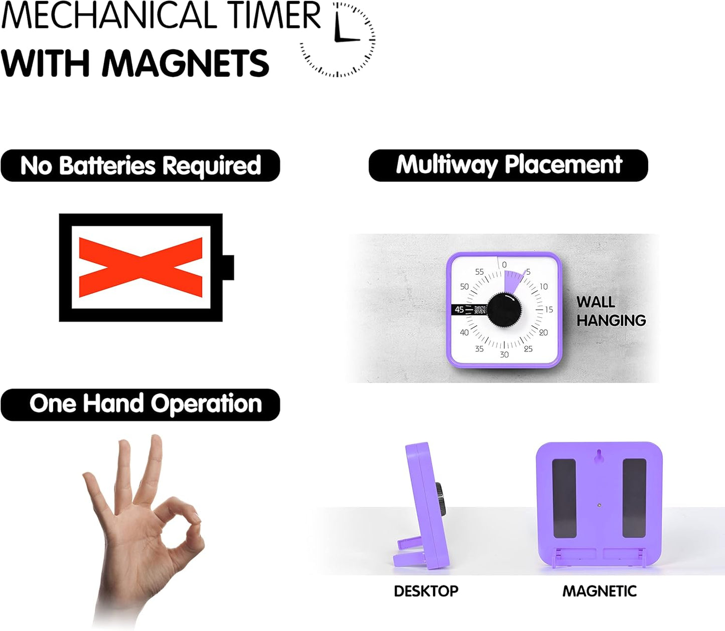 Visual Timer 7.5 inch; 60 Minute 1 Hour Countdown Timer for Kids Classroom Teaching Tool Home Office Meeting, Mechanical Countdown Clock for Exam Time Management Magnetic, Sky Blue with Colorful Disc