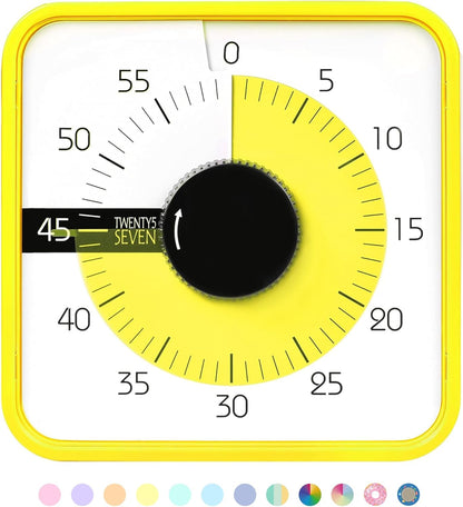 Visual Timer 7.5 inch; 60 Minute 1 Hour Countdown Timer for Kids Classroom Teaching Tool Home Office Meeting, Mechanical Countdown Clock for Exam Time Management Magnetic, Sky Blue with Colorful Disc