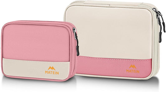 MATEIN Cord Organizer Travel Case 2 Pack, Water Resistant Tech Organizer Pouch for Small Electronic Accessories, Portable Electronics Case Carrying Bag for Cable, Changer, Earphone & Power Bank