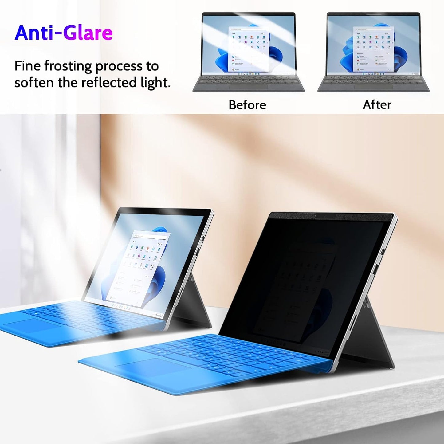 Peslv Magnetic Privacy Screen for Surface Laptop 6/5/4/3/2/1 13.5 Inch, Removable Anti Blue Light Glare Filter, Black Security Private Apy Block Protector