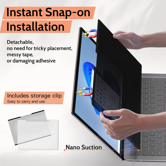 Mamol Magnetic Laptop Privacy Screen 14 inch ,16:10 Aspect Removable Anti Glare Protector Blue Light Privacy Screen Filter,Filter Shield Compatible with HP/Dell/Acer/Asus/Samsung/Lenovo/Thinkpad Envy