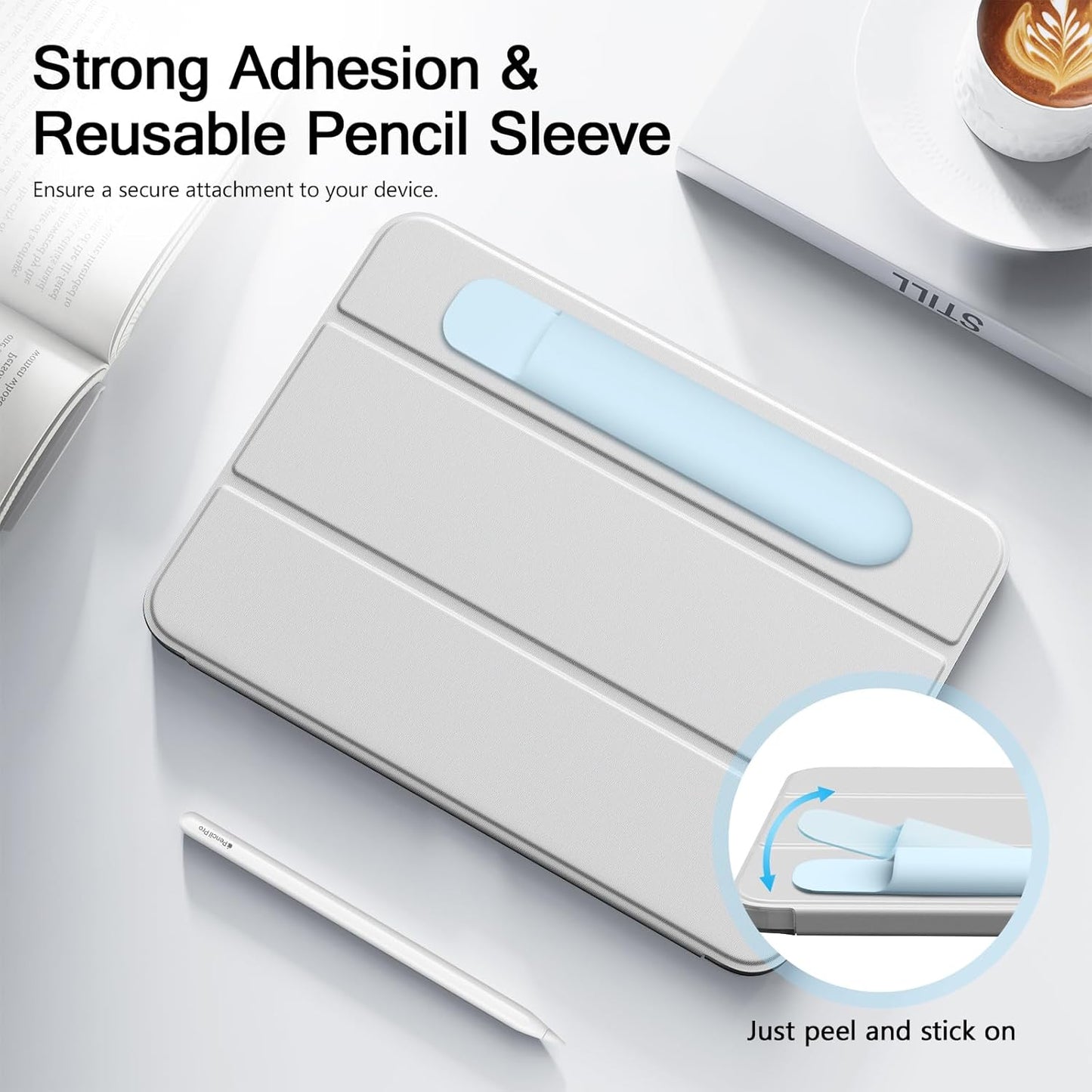 MoKo Pencil Case Holder, Adhesive Silicone Pencil Protected Sleeve Compatible with Apple Pencil Pro/ (USB-C)/ 1st/ 2nd Generation, Similarly Sized Styluses Accessories, Black
