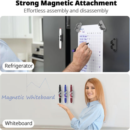 OUTXE 6-Pack Magnetic & Adhesive Pen Holder with Dual Slots - Easy Organize & Access Pencil, Pen, Marker- Perfect for Desk, Wall, Refrigerator, Whiteboard, Clipboard