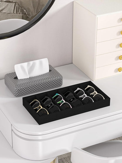 Sunglass Organizer Tray,Eyeglass Storage for Multiple Glasses,Jewelry and Sunglasses Drawer Organizer (Beige 2)