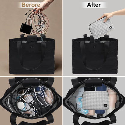 simtoper Small Electronics Organizer Travel Case – Slim Travel Cable Pouch for Small Tech Accessories, Cords, Chargers, Earbuds – Lightweight Mini Tech Bag for Backpack, Business, Travel (Blue)