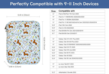 Dadanism 9-11" Tablet Sleeve Bag Carrying Case for iPad (A16) 11th Gen 11", iPad 10th Gen 10.9" Air 5/4, iPad Air M4/Pro 11", iPad 9/8/7th, Galaxy Tab A11+ Plus 11", Remarkable 2 10.3", Black