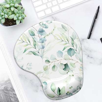ITNRSIIET Ergonomic Mouse Pad with Gel Wrist Support Wrist Rest Smooth Surface Non-Slip PU Base Comfortable Office Supplies Pain Relief, 9.5 x 8 inches, Beach