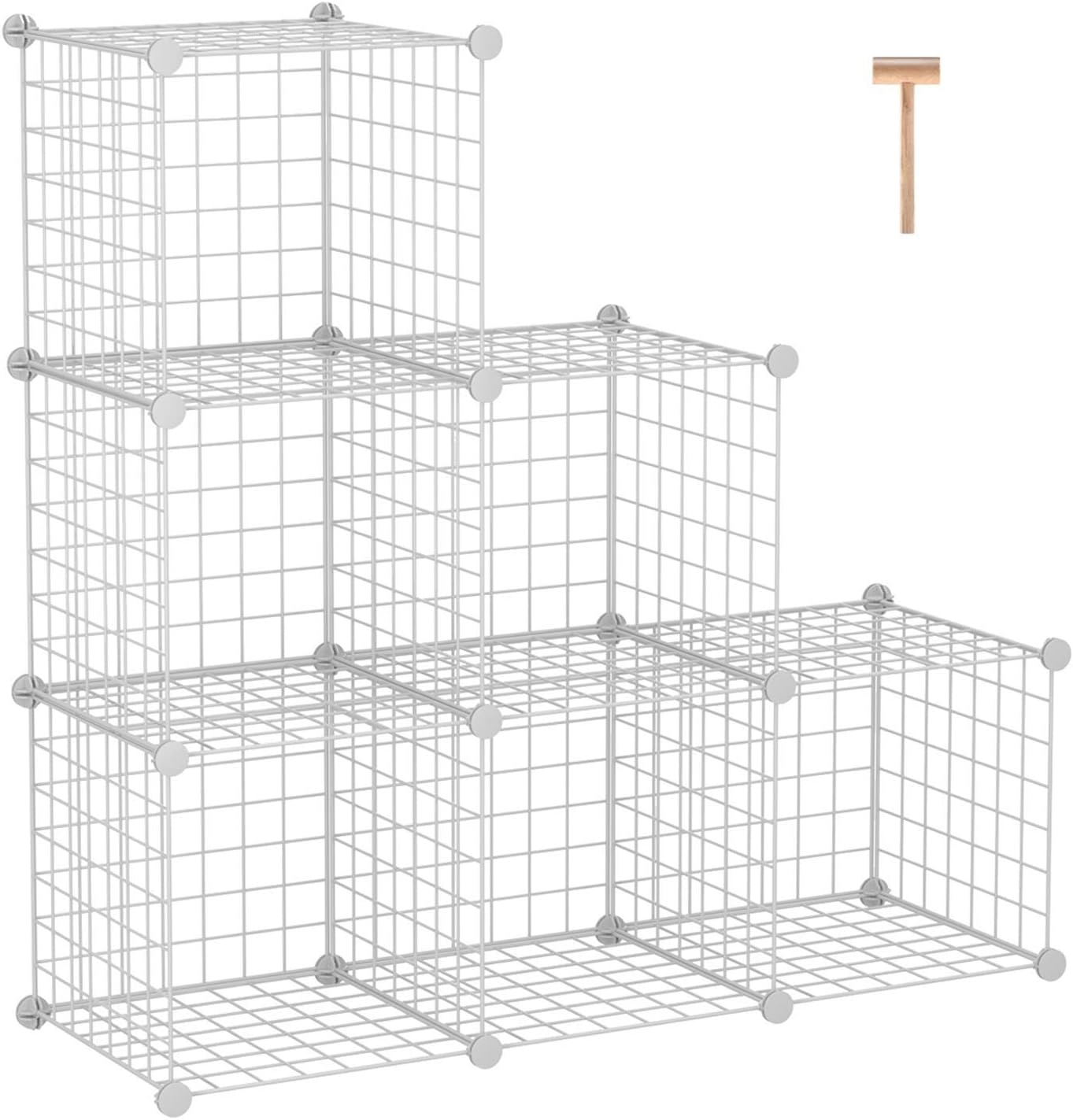 C&AHOME Wire Cube Storage, 6 - Cube Organizer Metal C Grids, Modular Shelves Units, Storage Bins Shelving, Closet Organizer, Ideal for Home, Office, Living Room, 36.6”L x 12.4”W x 36.6”H Black