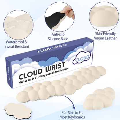 Sushret Cloud Wrist Rest for Keyboard and Mouse, Memory Foam PU Leather Keyboard Wrist Rest with Ergonomic Support, Non-Slip Base, Cute Arm Rest Pad & Palm Cushion, Office Desk Accessory, Purple