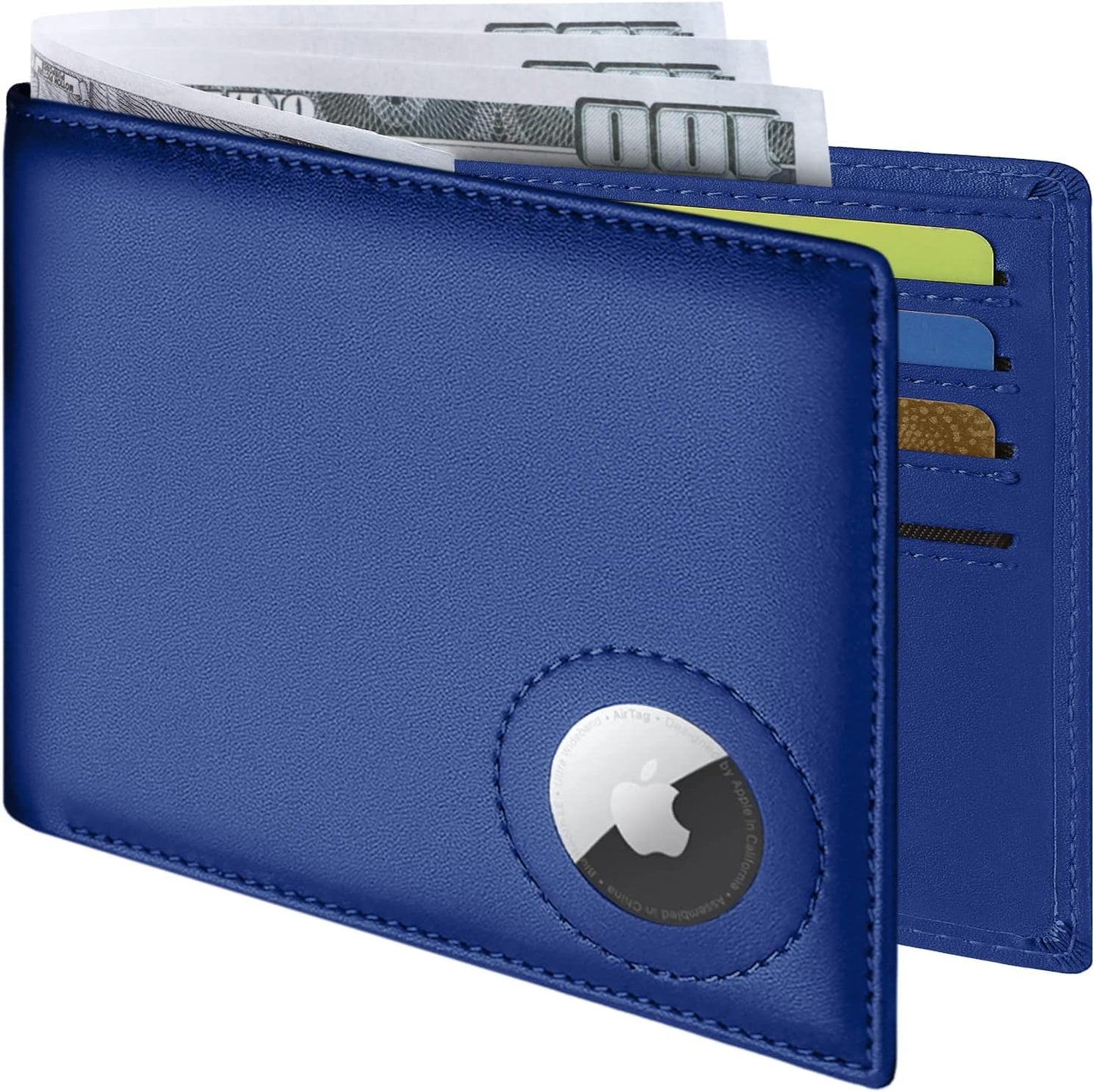 GIPUSSON Slim Leather Wallet for Men Airtag Hidden, Large Bifold Mens Wallet RFID Blocking with ID Windows, Credit Card Holder for Men Wallet
