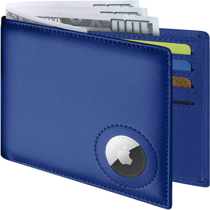 GIPUSSON Slim Leather Wallet for Men Airtag Hidden, Large Bifold Mens Wallet RFID Blocking with ID Windows, Credit Card Holder for Men Wallet
