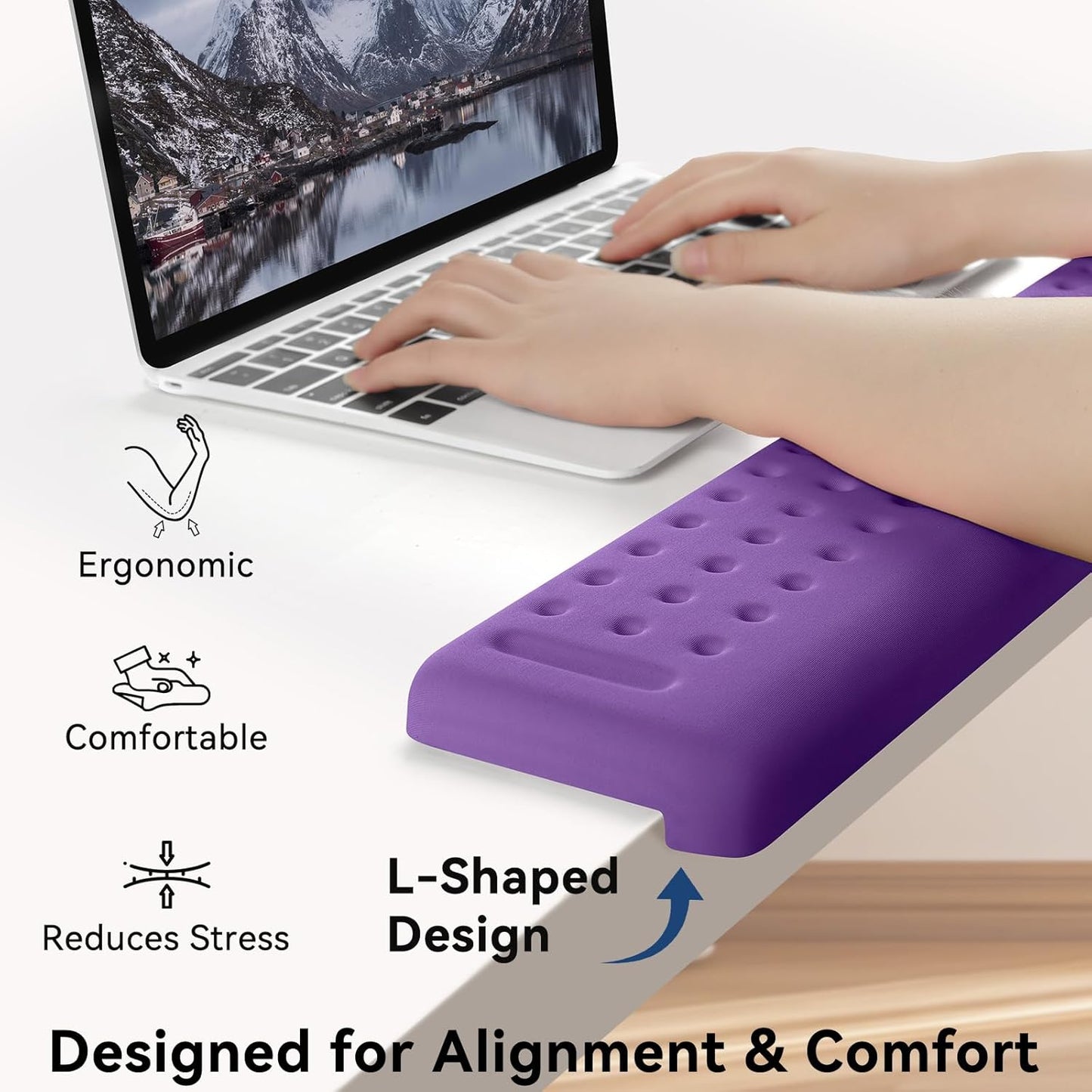 Sushret L-Shaped Desk Elbow Pad for Desk, 2-Pack Memory Foam Elbow Rest for Desk Edge Cushion, Non-Slip Ergonomic Arm Rest for Wrist, Palm & Forearm Support, Office Home, Separate Design, Black