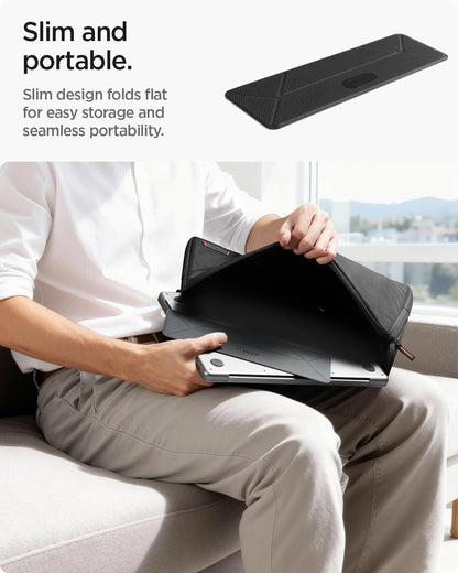 Spigen Slim Fold Portable Laptop Stand Keyboard Riser Foldable Ergonomic Angle Lift Anti-Slip Compatible with MacBook Neo, MacBook Air, MacBook Pro 11"-16" and iPad/Air/Pro and More - Black (LD201-S4)