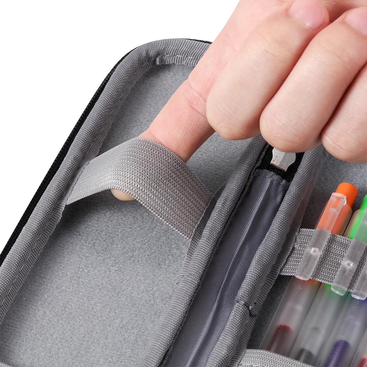 Small Pencil Case Holder for Pencils,Hard Pen Case for Executive Fountain Pens,Ballpoint Pens-Black