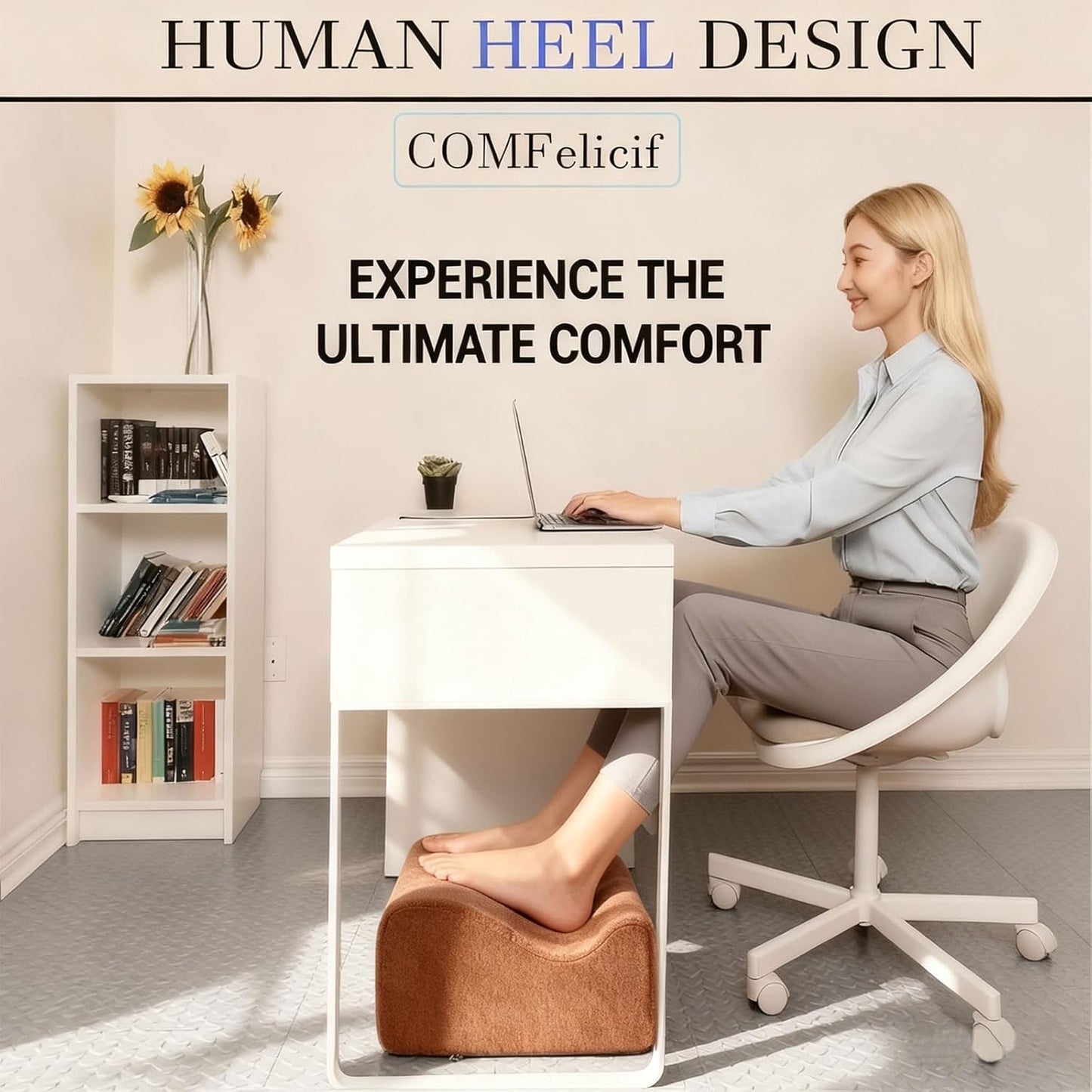 Foot Rest for Under Desk at Work,At Work Soft Ergonomic Footrest,Support Foot Pillow,Heel Chair,Leg Elevation Pillow,(Blue)