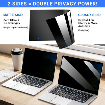 [2-Pack] Privacy Screen For Computer Monitor, 27-Inch 16:9 Aspect Ratio; Anti Spy/Bule Light/Glare And Eye Protection, 2 Install Ways Removable For Office, Airport, Cafe And Other Public Area; Diagonal 27 Inches, Width 23.53 Inches, Height 13.24 Inches