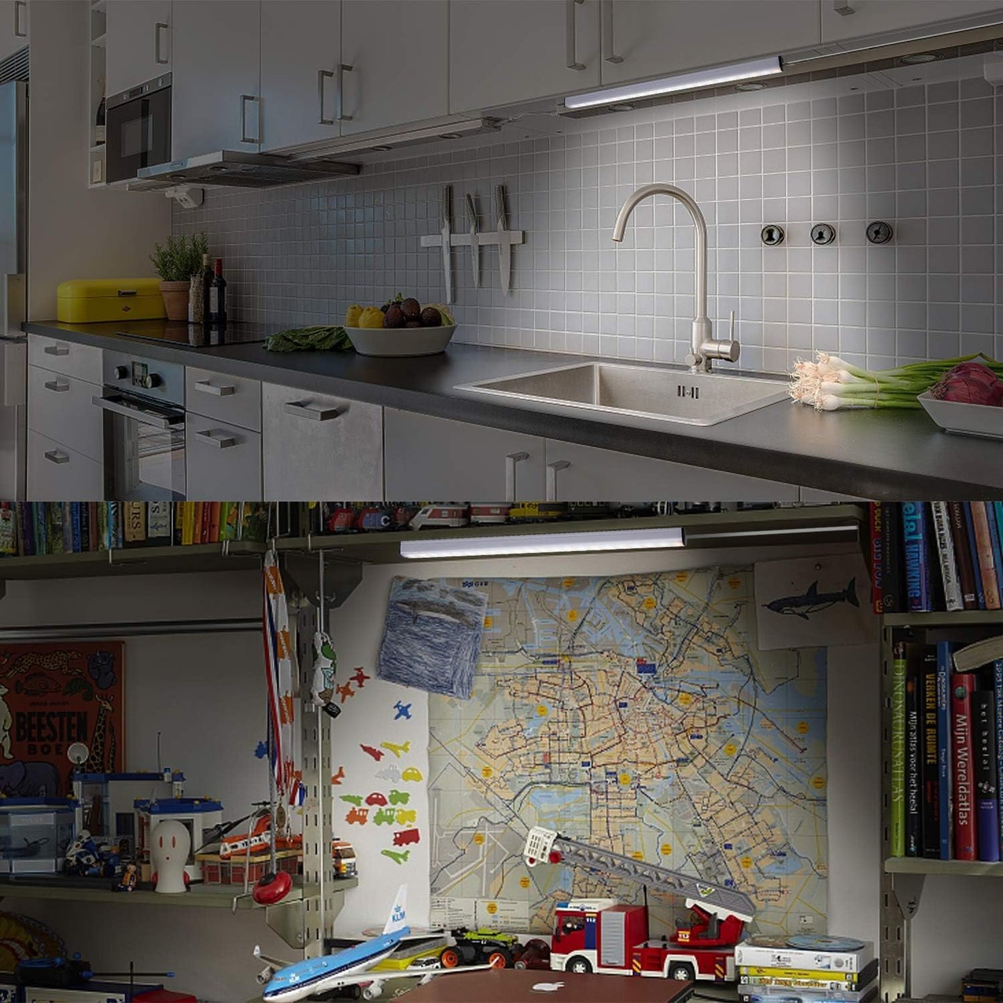 DWEPTU 2Pack LED Under Cabinet Light LED Light Bar with USB Powered Under Cabinet Lights for Closet Light Bar Under Counter Lighting Work Tables Student Dormitory (Include AC Plug)