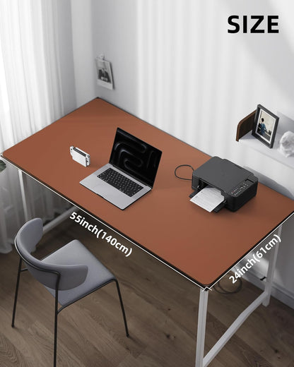 AFIING Desk Pad Protector 23.6" x 13.7" - Non-Slip Waterproof PU Leather Desk Mat for Mouse, Keyboard, Laptop, Office and Home Workspace (Beige)