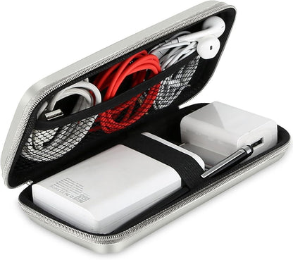 iMangoo Travel Essential Electronics Organizer Pouch Charger Case, Shockproof Dual Zipper Power Bank Cables Tech Accessories Purse, Men & Women Travel Must Have Storage Bag, 6.5x3.2x1 inch Rose Gold