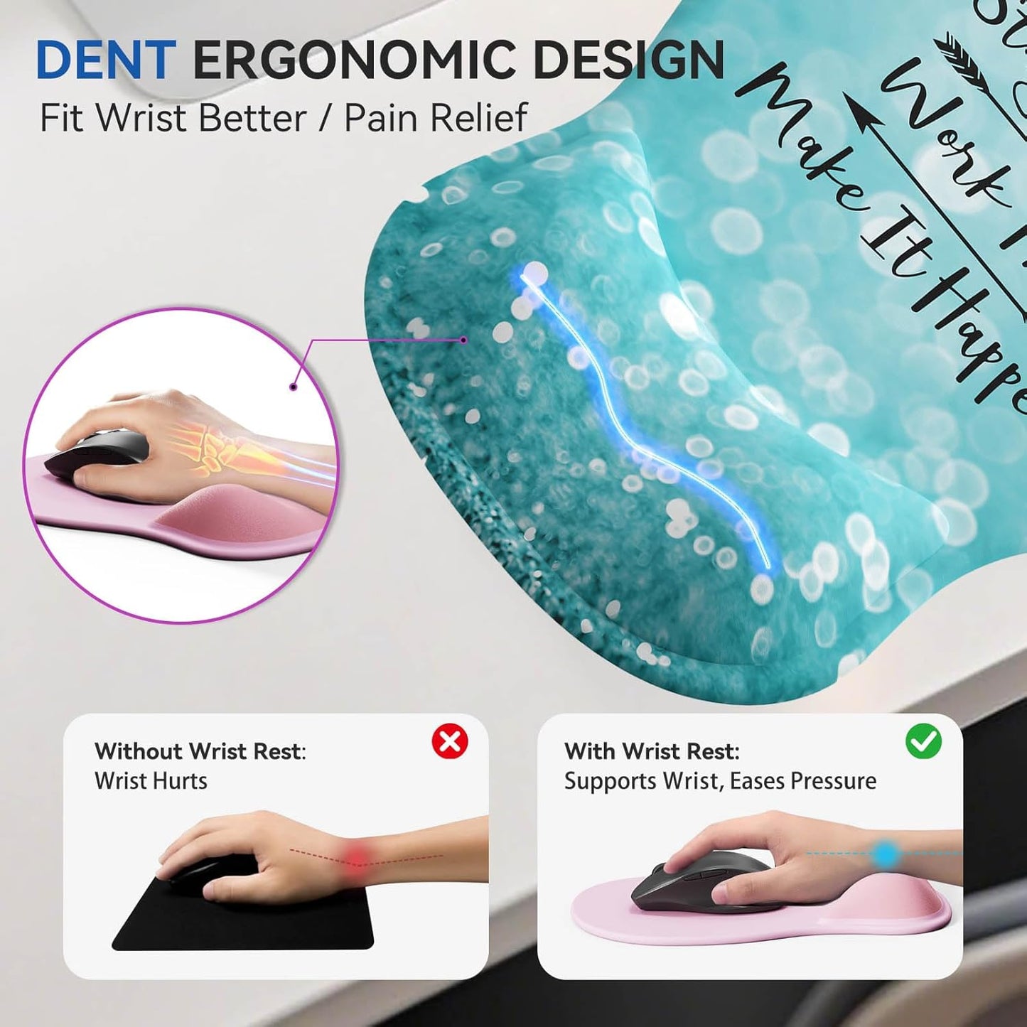 Ergonomic Mouse Pad with Wrist Rest,Cute Gel Mousepad Wrist Support - Small Mini Portable for Travel Mouse Pads for Desk Laptop,Computer,Office & Home Decor (Pink&Light Pink)