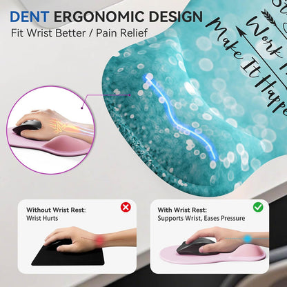 Ergonomic Mouse Pad with Wrist Rest,Cute Gel Mousepad Wrist Support - Small Mini Portable for Travel Mouse Pads for Desk Laptop,Computer,Office & Home Decor (Pink&Light Pink)