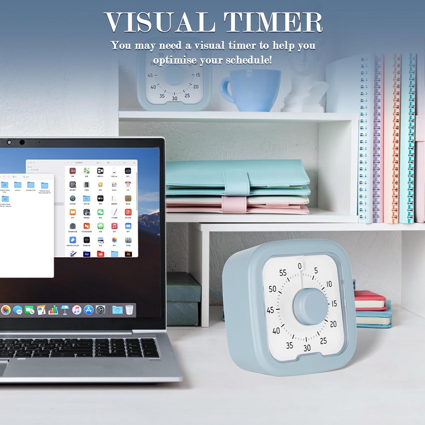 60 Minute Visual Timer,Time Timer Home,Silent Pomodoro Timer and Adults,Countdown Clock Management Tool for Classroom Home Office (Pink)