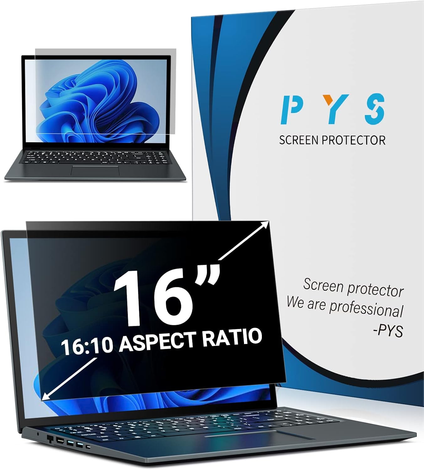PYS Laptop Privacy Screen 14 Inch 16:10 for Lenovo HP Dell - Removable Laptop Computer Screen Privacy Shield - Anti Glare & Blue Light Laptop Screen Filters for Eye Protection