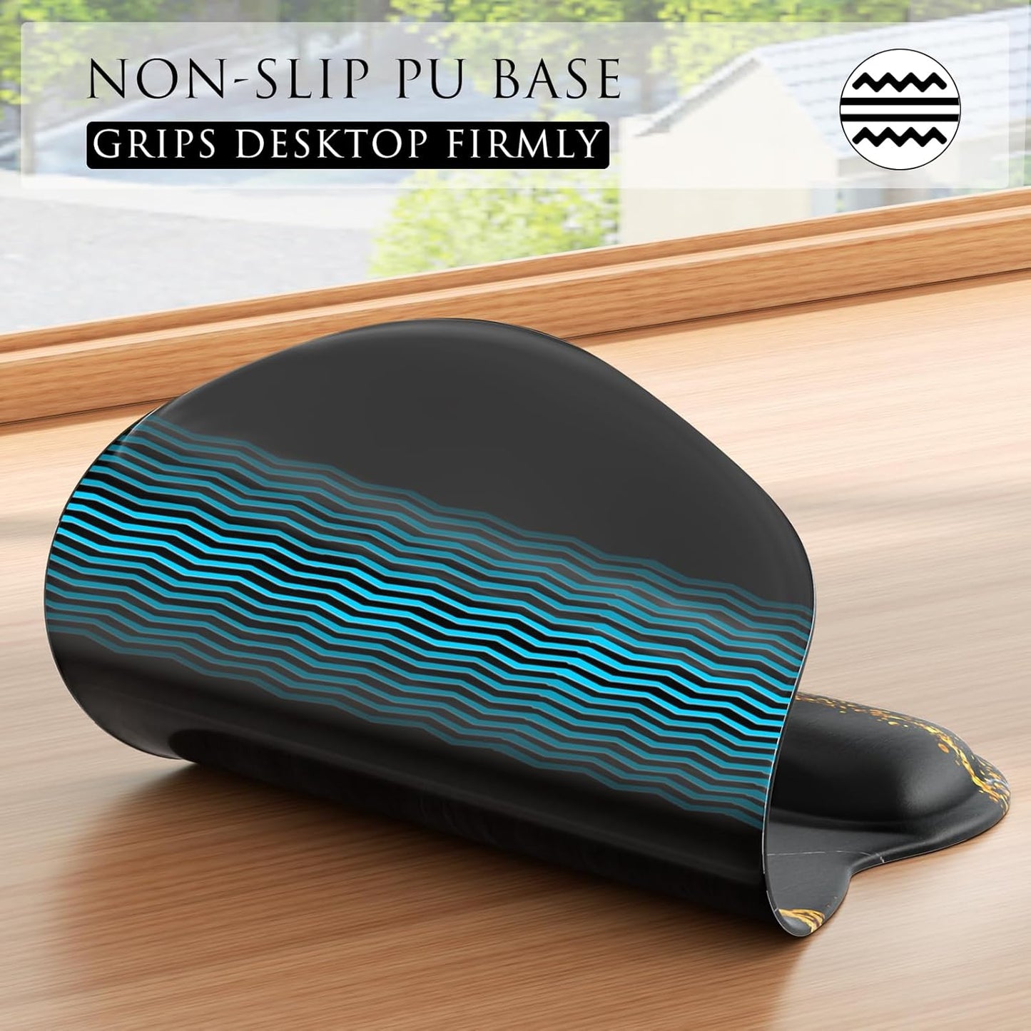 MROCO Ergonomic Mouse Pad with Gel Wrist Rest, Smooth Wrist Support Surface, Non-Slip PU Base for Pain Relief, Comfortable Mousepad for Computer, Laptop, Office & Home, 9.4 x 8.1 in, Black