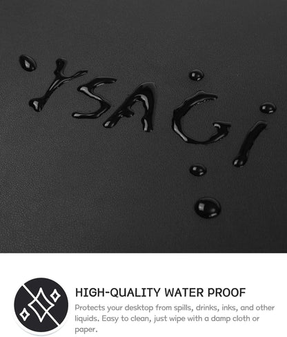 YSAGi Non-Slip Leather Desk Pad, Waterproof Laptop Computer Desk Keyboard Mat, Table Protector Blotter Mat, Large Mouse Pad for Office/Work/Home/Decor(Black, 31.5" x 15.7")