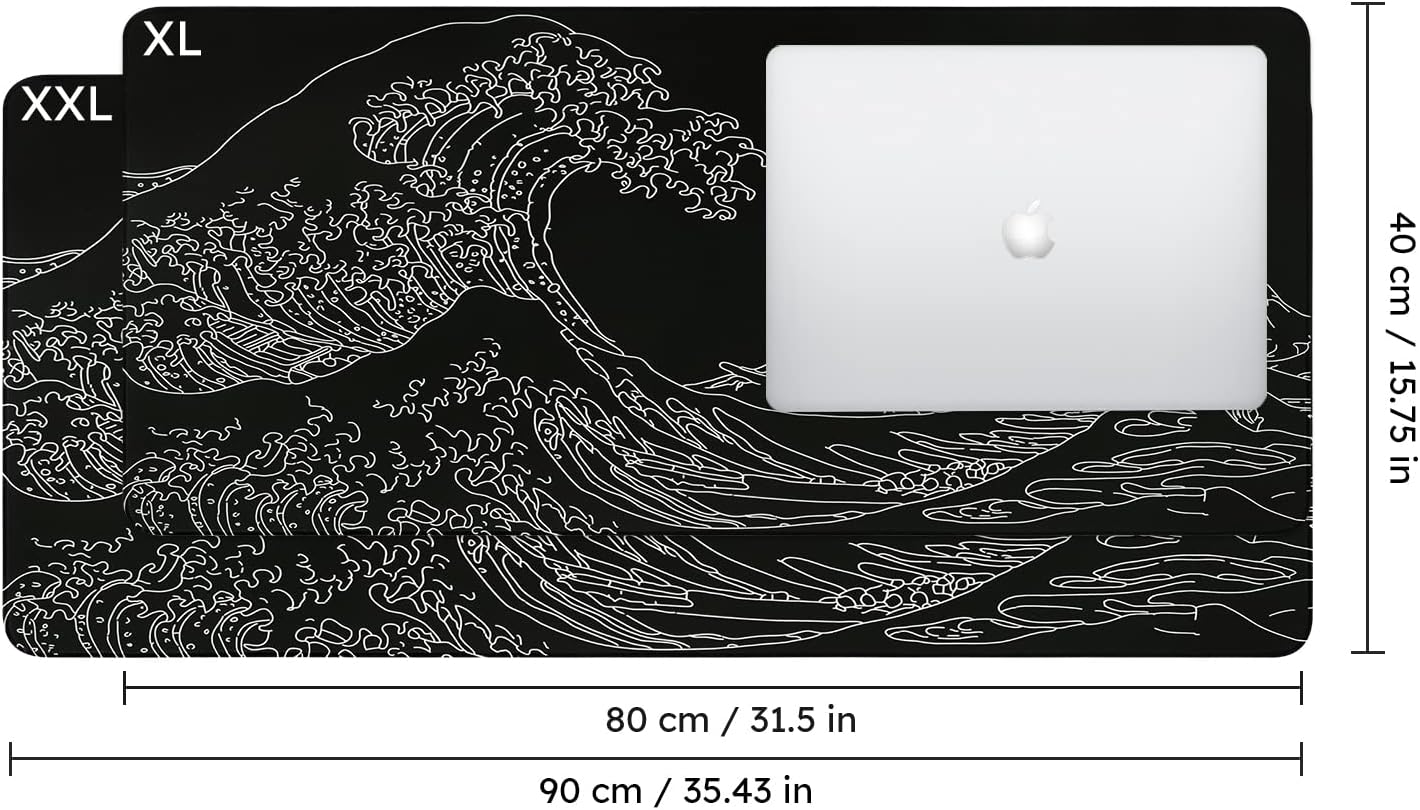 iCasso Desk Cover Mat, Office Mouse Pad, Desk Protector Mat, Extra Large Matt for Desktop,Anti-Slip XXL Big Mousepad with Stitched Edges for Computer Keyboard Retro Black - Colors B