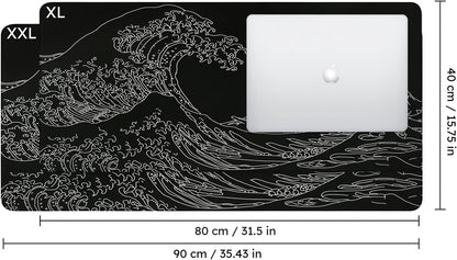 iCasso Desk Cover Mat, Office Mouse Pad, Desk Protector Mat, Extra Large Matt for Desktop,Anti-Slip XXL Big Mousepad with Stitched Edges for Computer Keyboard Retro Black - Colors B