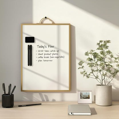 Black Magnetic Dry Erase Whiteboard 12 x 16 Double Sided, Portable Planner Board with Weekly Monthly Sheets, Write and Wipe to Do List Board, Includes 3 Markers Eraser 2 Magnets