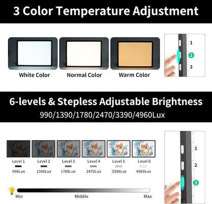 TOHETO Rechargeable A2 Light Pad for Diamond Painting 25.2''x18.4'', Magnetic Diamond Art Light Board, Wireless Lightbox for Tracing and Drawing, Cordless LED Light Table for Sketching, Weeding Vinyl