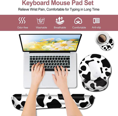 Mouse Pad with Wrist Support, Ergonomic Gel Mouse Pad Beautiful Flowers,Pink Hyacinths on Wood Panel，Non-Slip Durable, Memory Foam Keyboard Wrist Rest, Suitable for Office Typing Games