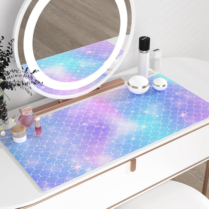 QIYI Large Mouse Pad, Cute Pink Desk Mat for Desktop, Women Girls PU Leather Desk Pad Waterproof Gaming Mousepad, Rose Gold Marble Computer Protector Writing Pad for School Office Home 31.5" x 15.7"