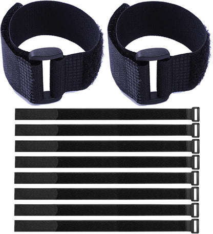 Fastening Nylon Strap with Buckle,10Pack Reusable Self-Adhesive Hook and Loop Cable Securing Straps,Adjustable Cinch Straps for Cords Organized and Tidy(1" x 8")