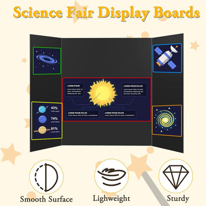 AKONEGE 3Pcs Small Trifold Poster Board, 21 x 14 inches White Tri Fold Poster Boards Corrugated Presentation Board Science Fair Display Boards for School Fun Projects, Exhibitions and Business