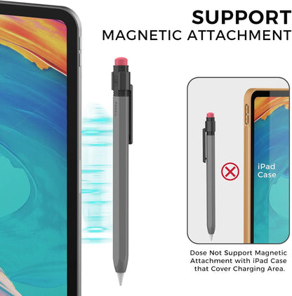 TRONWIN Apple Pencil USB C Case,Silicone Sleeve Protective Cover Perfect Grip Skin Classic Design with Sturdy Clip Compatible with Apple Pencil USB-c for ipad pro (Deep Grey)