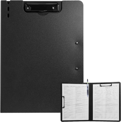 FRETONBA Clipboard Folder, A4 Foldable Clipboard with Horizontal and Vertical Double Metal Clips, 360 Degree Foldable Binder Clipboards with Pen Holder, File Cover Work Folder Clipboards, Blue