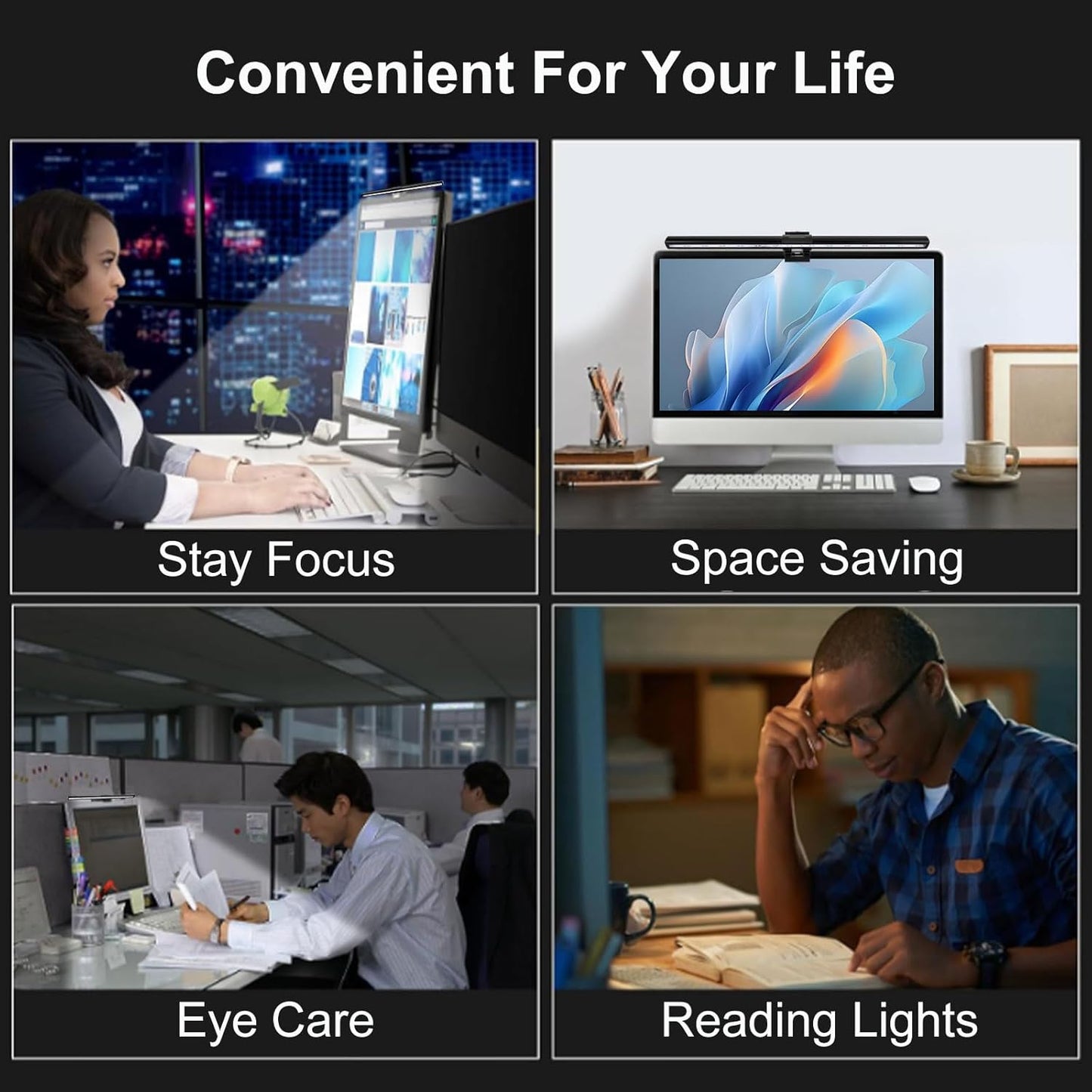 Computer Monitor Lamp, Screen Light Bar Eye Caring, Keyboard Lamp with Clamp/Adjustable Brightness and 3 Color Temperature/No Screen Glare/Space Saving/USB Powered/for Home&Office-40cm