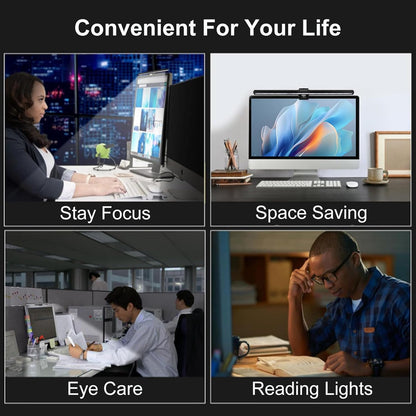 Computer Monitor Lamp, Screen Light Bar Eye Caring, Keyboard Lamp with Clamp/Adjustable Brightness and 3 Color Temperature/No Screen Glare/Space Saving/USB Powered/for Home&Office-40cm