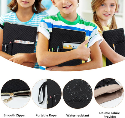 APLUFINE Book Sleeve with Zipper, 11"X9" Padded Book Protector, Washable Quilted Book Covers for Paperbacks, Book Pouch with Pockets for Book Lover Gifts