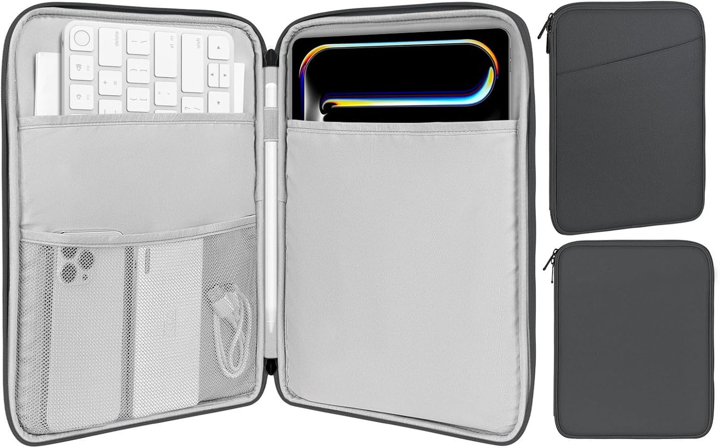 MoKo 9-11 Inch Tablet Sleeve Case, Fits New 11inch iPad Air M4/Pro M5, iPad A16 11", i-Pad 10/9/8/7th/Air 5/4th 10.9"/10.2", Tab S9/S8 11", Protective Bag Carrying Case with Pocket, Dark Gray